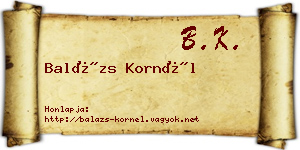 Balázs Kornél névjegykártya